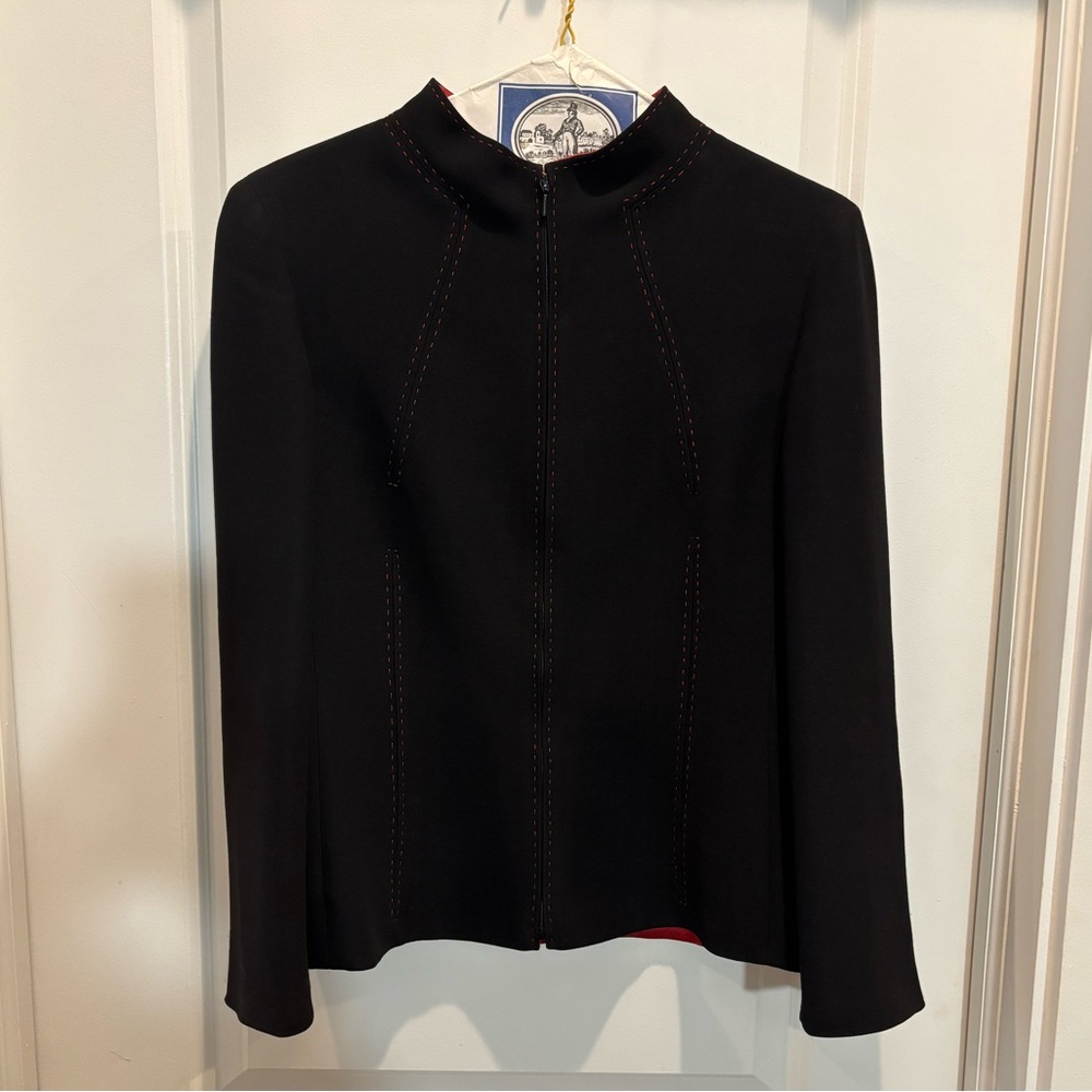 Valentino Black Jacket with Red Stitching-size 8